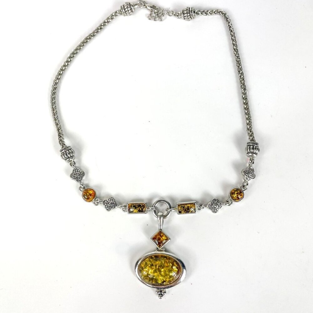 Premiere Design Y Drop Oval Faux Amber Pendant Necklace